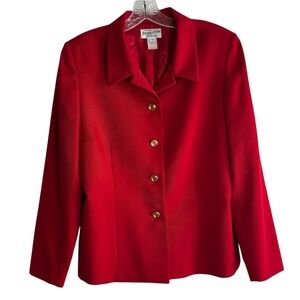 PENDLETON Vintage Virgin Wool Red Blazer w/ Gold Buttons Size 14 — 1 small flaw